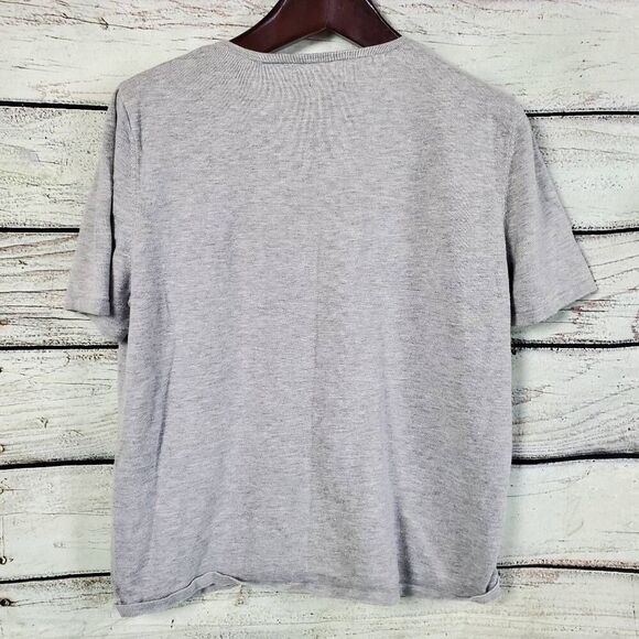 Alfred Dunner Gray Short Sleeve Embellished Knit Top Size L Scroll Print Beaded - Picture 3 of 7